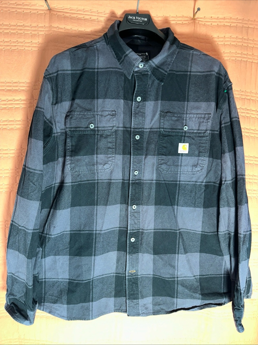 Carhartt Men’s Black and Gray Plaid Work Shirt